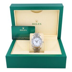 B&P Rolex Datejust 126334 41mm White Roman Numeral Dial Fluted Bezel Jubilee